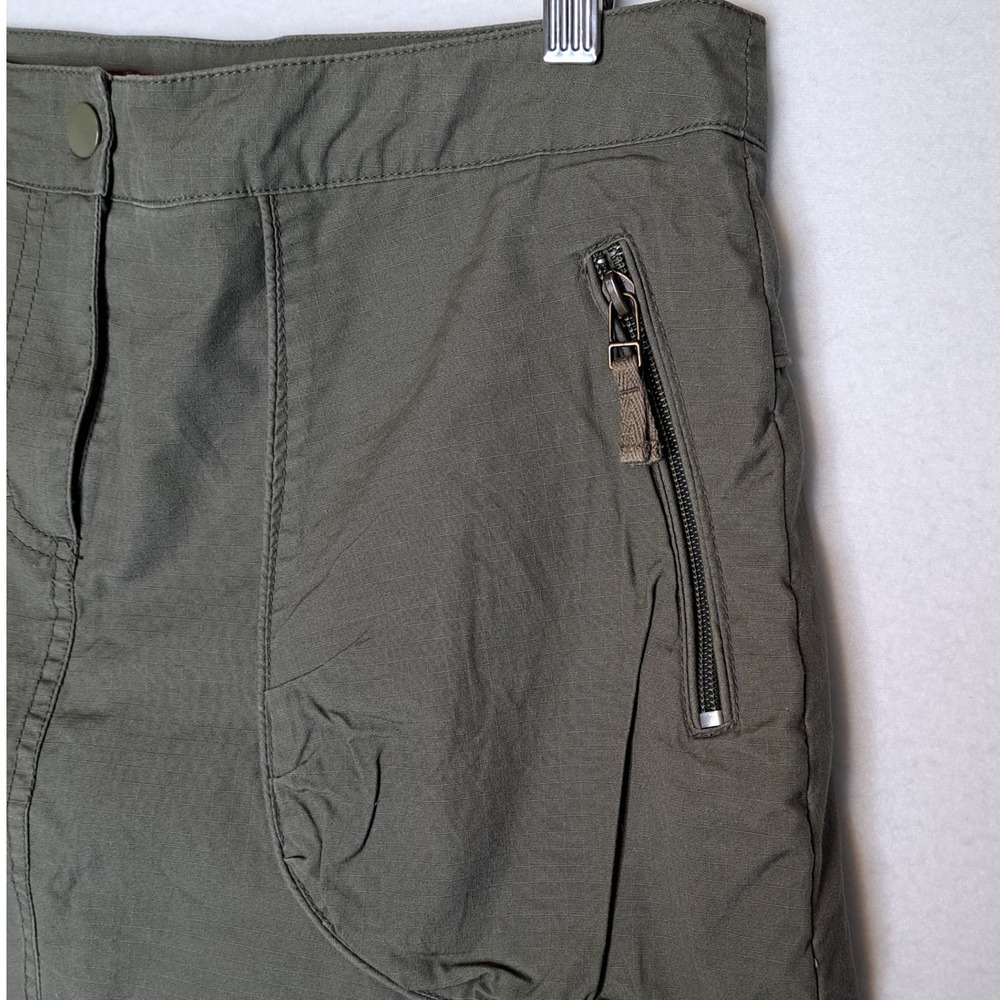 H&M LOGG Olive Green Cargo Mini Skirt Women 12 Utility Pockets Lined Casual - Picture 5 of 11